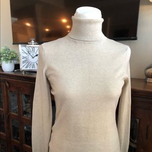 Banana Republic Turtleneck Sweater Tan/Camel Sz Small Silk Cashmere Blend
